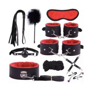 Kit BDSM - 10 piezas (rojo/negro)
