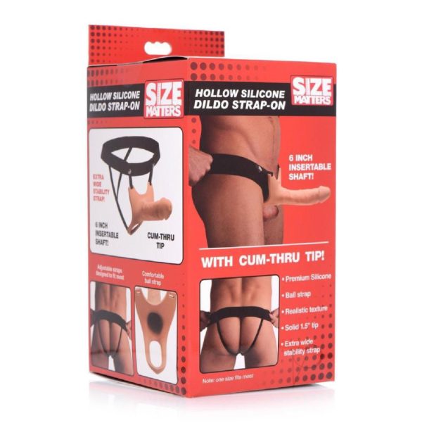 Size Matters Hollow Silicone Dildo Strap-On - Vanilla - Imagen 2