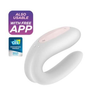 Satisfyer Double Joy Rechargeable Silicone Dual Stimulating Vibrator - White
