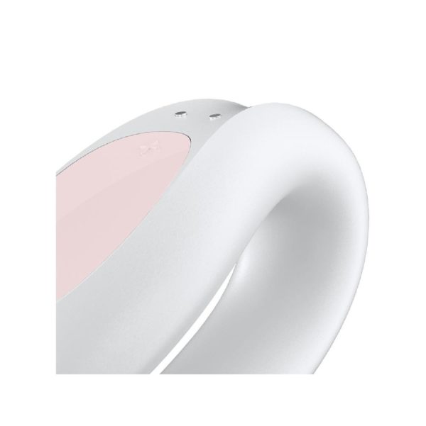 Satisfyer Double Joy Rechargeable Silicone Dual Stimulating Vibrator - White - Imagen 3