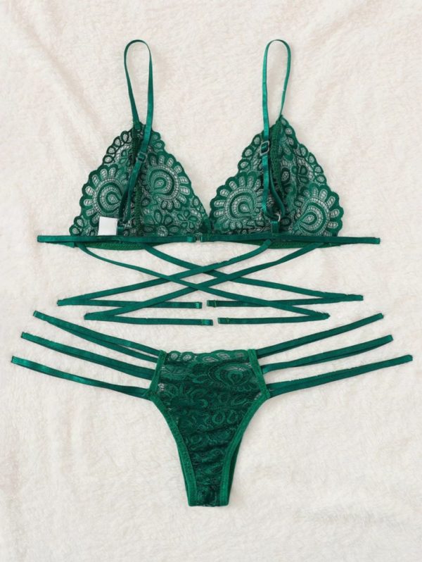 Set de Lencería de aberturas y tiras cruzadas (Talla L)