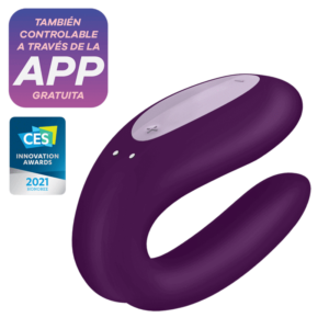 Satisfyer Double Joy Rechargeable Silicone Dual Stimulating Vibrator - Purple