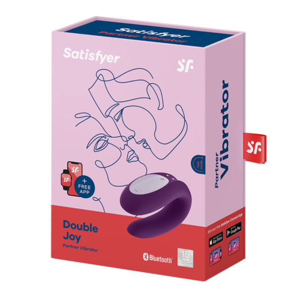 Satisfyer Double Joy Rechargeable Silicone Dual Stimulating Vibrator - Purple - Imagen 5