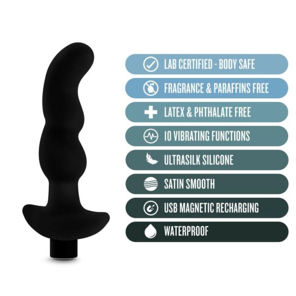 Anal Adventures Platinum Silicone Rechargeable Vibrating Prostate Massager 03 - Black - Imagen 5