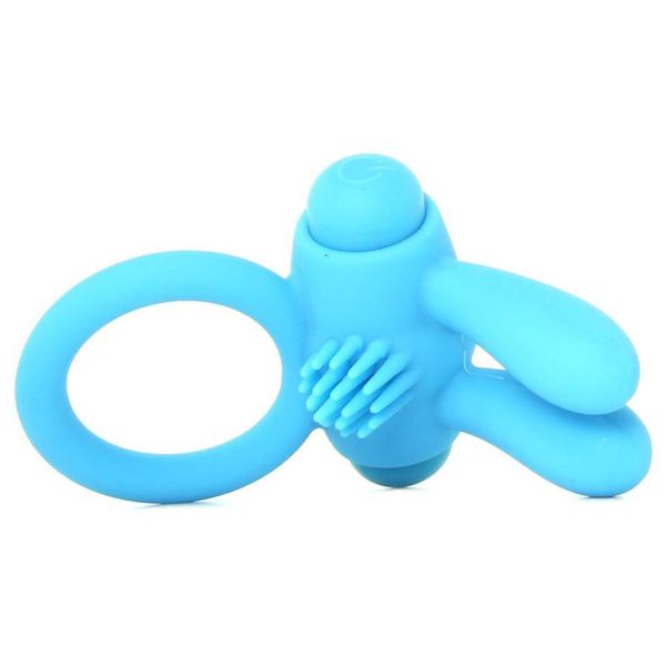 Neon Rabbit Vibrating Cock Ring in Blue - Imagen 3