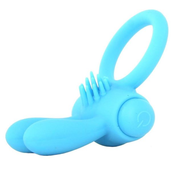 Neon Rabbit Vibrating Cock Ring in Blue - Imagen 2