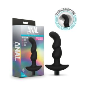 Anal Adventures Platinum Silicone Rechargeable Vibrating Prostate Massager 03 - Black