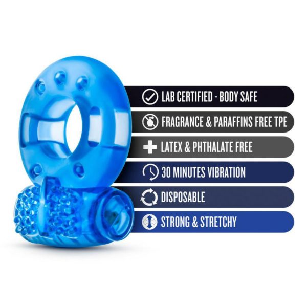 Stay Hard - Reusable Cock Ring - Blue - Imagen 4