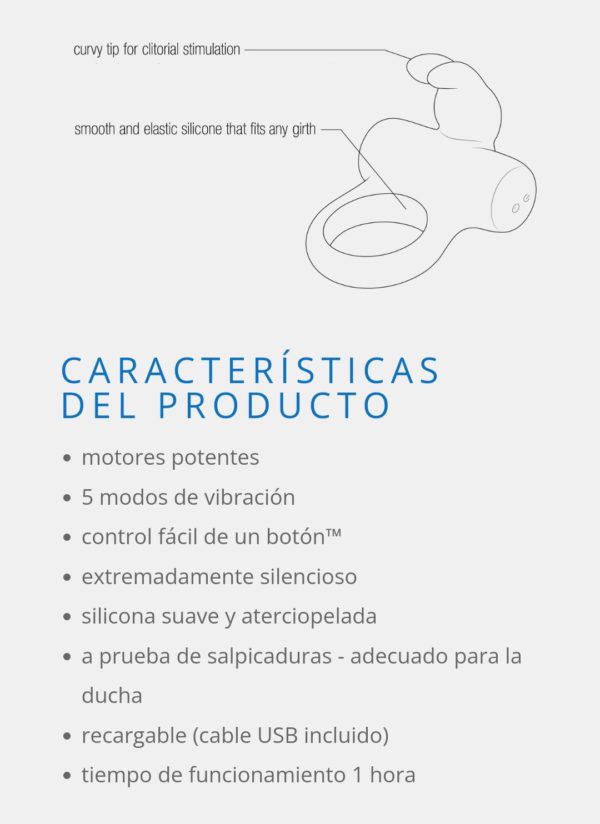 FRISKY BUNNY Anillo Vibrador Recargable - Imagen 7
