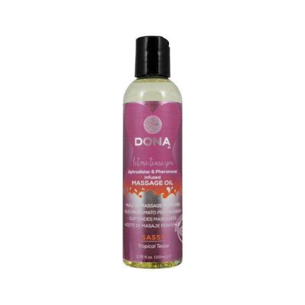 Dona Aphrodisiac & Pheromone Infused Massage Oil Sassy Tropical Tease 3.75 fl.oz / 110mL