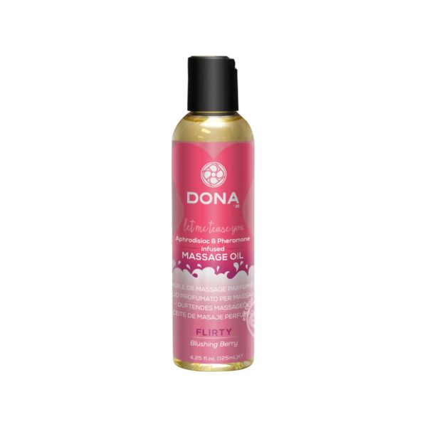Dona Aphrodisiac & Pheromone Infused Massage Oil Flirty Blushing Berry 3.75 fl.oz / 110mL