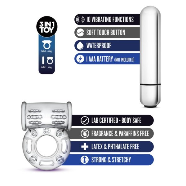 Stay Hard - 10 Function Vibrating Mega Bull Ring - Clear - Imagen 5