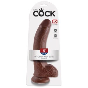 King Cock Dildo with Balls 9in - Chocolate