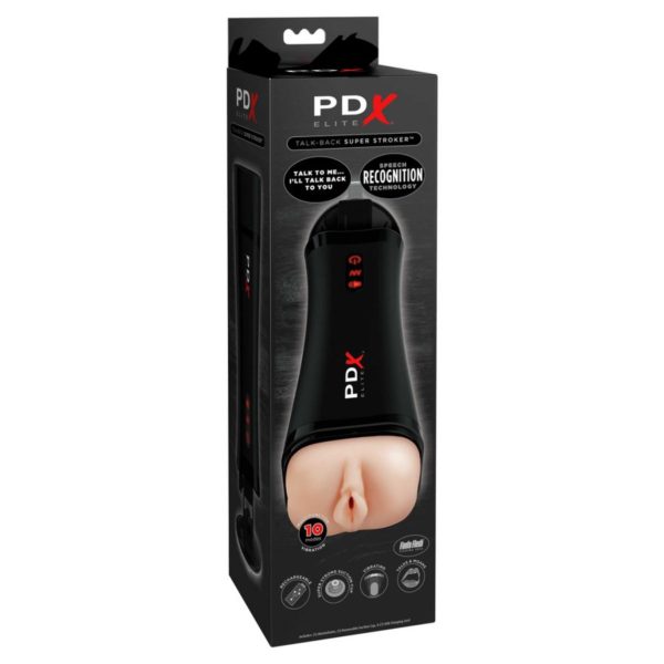 Pipedream Extreme Elite Rechargeable Talk-Back Super Masturbator - Pussy - Vanilla/Black - Imagen 2