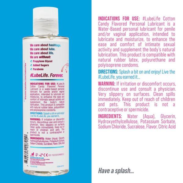 #LUBELIFE Lubricante a base de agua con sabor de algodón de azúcar, 8 Onz. (240ml) - Imagen 2
