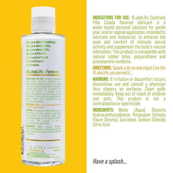 #LUBELIFE Lubricante a base de agua con sabor a Piña Colada Cocktail, 8 Onz. (240ml) - Imagen 2