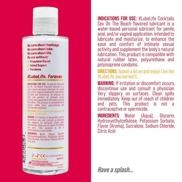 #LUBELIFE Lubricante a base de agua con sabor Sexo en la Playa, Cocktail, 8 onzas (240ml) - Imagen 2