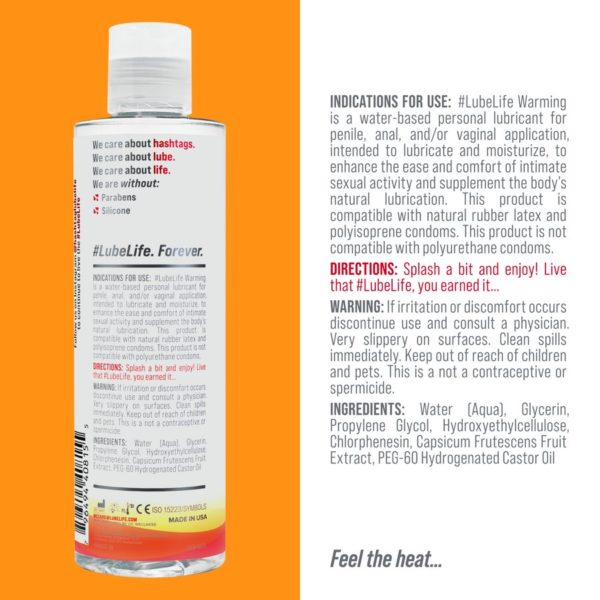 #LUBELIFE Lubricante Sensación de Calentamiento a base de agua, 8 onzas (240ml) - Imagen 2