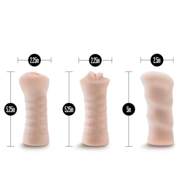 M for Men - 3-Pack Self-Lubricating Vibrating Stroker Sleeve Kit - Vanilla - Imagen 2