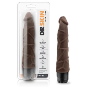 Dr. Skin Cock Vibe 1 Realistic Vibrator Splashproof Chocolate 9 Inch