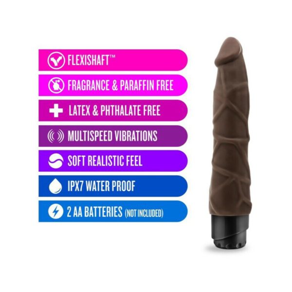 Dr. Skin Cock Vibe 1 Realistic Vibrator Splashproof Chocolate 9 Inch - Imagen 2