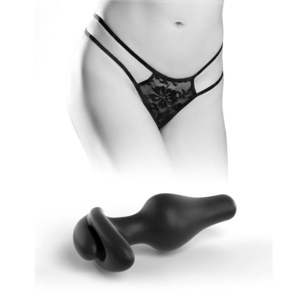 Hookup Panties Crotchless Pleasure Pearls - SM/LG - Black - Imagen 2