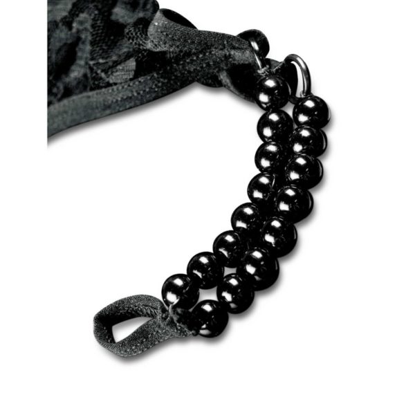 Hookup Panties Crotchless Pleasure Pearls - SM/LG - Black - Imagen 4
