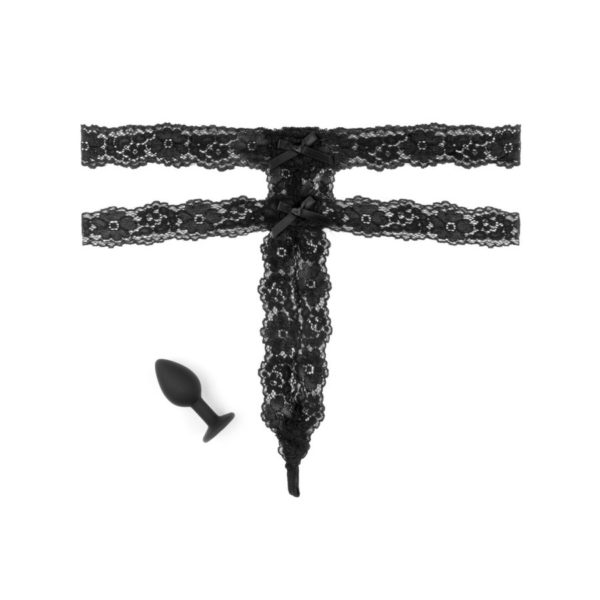 Hookup Panties Crotchless Secret Gem - SM/LG - Black - Imagen 4