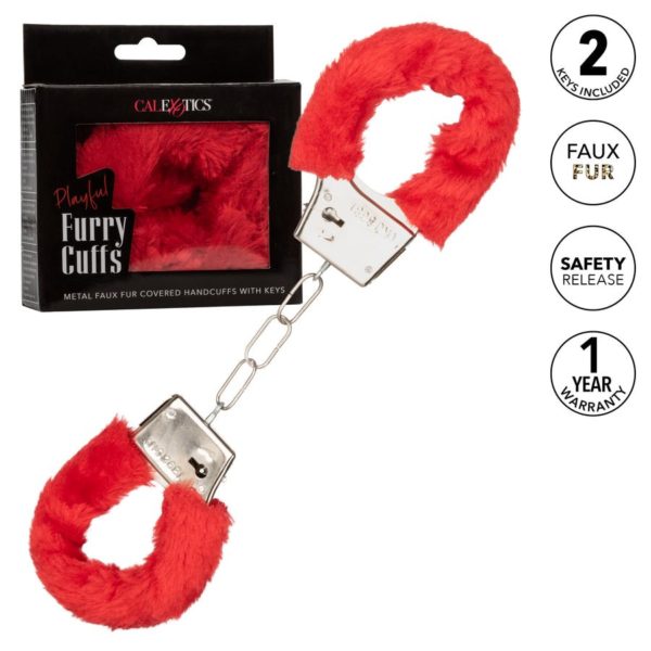 Playful Furry Cuffs - Red - Imagen 8