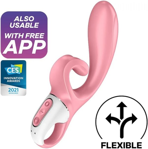 Satisfyer Hug Me Rechargeable Silicone Vibrator with Clitoral Stimulation - Pink
