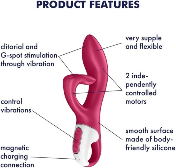 Satisfyer Embrace Me Silicone Rechargeable Vibrator with Clitoral Stimulation - Berry - Imagen 2